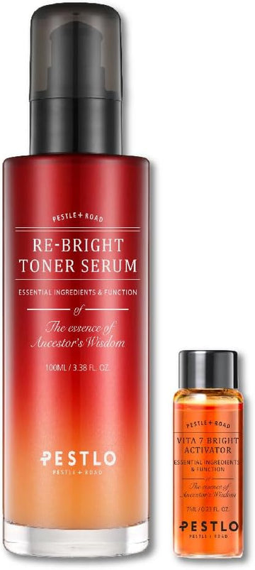 Pestlo The Brightist Rebright Toner Serum & Vita 7 Activator 3.38 Fl.Oz./100Ml & 0.23 Fl.Oz./7Ml -Triple-Function Toner, Serum, Lotion, Brightening, Radiant, Serum For Face