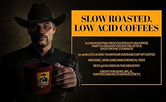 Mavericks Low Acid Coffee - Midnight Ride Blend - Organic And Non-Gm0 (Coffee Ground) 16 Oz - Bold And Smooth Dark Roast With 90% Less Acid - Safe For Gerd And Keto Diets