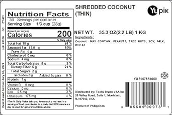 Yupik Shredded, Unsweetened Coconut, 35.3 Ounce