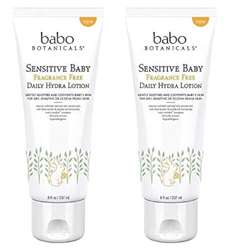 Sensitive Baby Fragrance Free Daily Hydra Lotion (Pack of 2) With Safflower Seed Oil, Sunflower, Oat, Calendula, Shea Butter, Chamomile, Kudzu, Jojoba and Watercress, 8 fl. oz. each