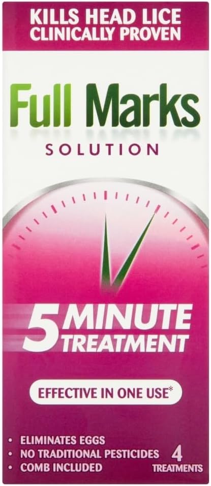 Full Marks 200Ml Head Lice Solution - Simple 5-Minute Formula, Eliminates Lice & Eggs, Includes Comb, Effective Scalp Care In One Use, Fast-Acting Treatment (Pack Of 2)