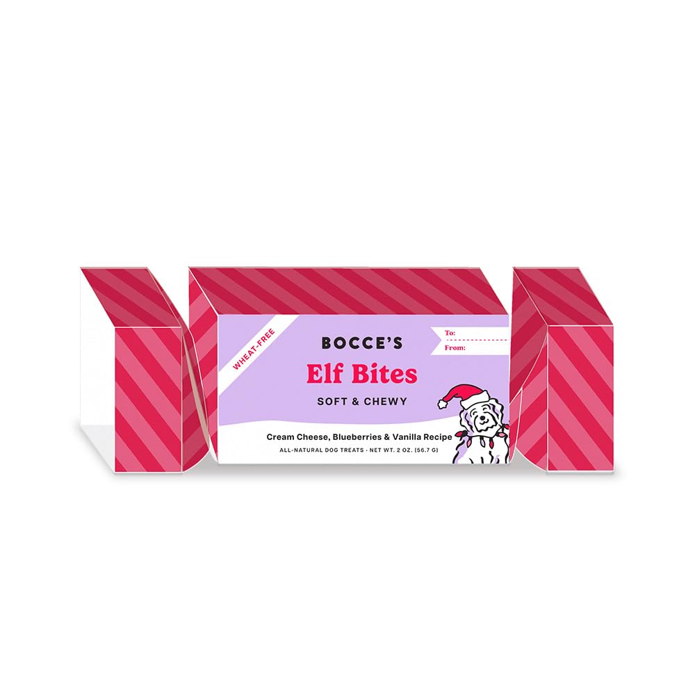 Bocce'S Bakery, All-Natural, Seasonal Elf Bites Dog Treats For Dogs, Wheat-Free, Limited Ingredient Soft & Chewy Treats, Inspired By Christmas, 2 Oz