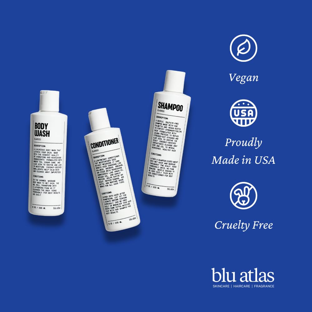 Blu Atlas Men'S Natural Conditioner – Organic, Sulfate-Free, Paraben-Free – Deep Moisturizing & Scalp Soothing – Classic Scent (Bergamot, Sage, Patchouli) – Made In America – 8 Oz : Beauty & Personal Care