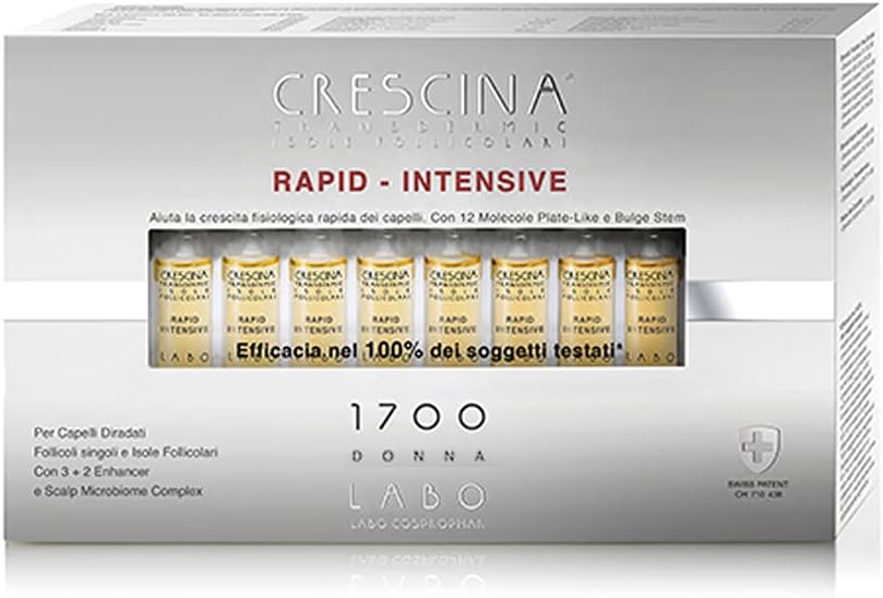 Labo Crescina Transdermic Rapid-Intensive Follicular Islands Anti Hair Loss Treatment 1700 Woman 20 Vials Anti Hair Loss Treatment