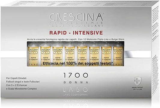 Labo Crescina Transdermic Rapid-Intensive Follicular Islands Anti Hair Loss Treatment 1700 Woman 20 Vials Anti Hair Loss Treatment
