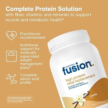 Bariatric Fusion Strawberry Meal Replacement 27G Protein Powder, 21 Serving Tub For Bariatric Surgery Patients Including Gastric Bypass And Sleeve Gastrectomy - No Gluten, Aspartame Or Sugar