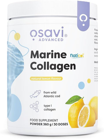 Osavi Marine Collagen – 360 G Powder | Lemon Flavor | Supports Skin Elasticity & Reduces Wrinkles | Naticol® Collagen Peptides From Wild Cod, Enriched With Vitamin C For Collagen Formation