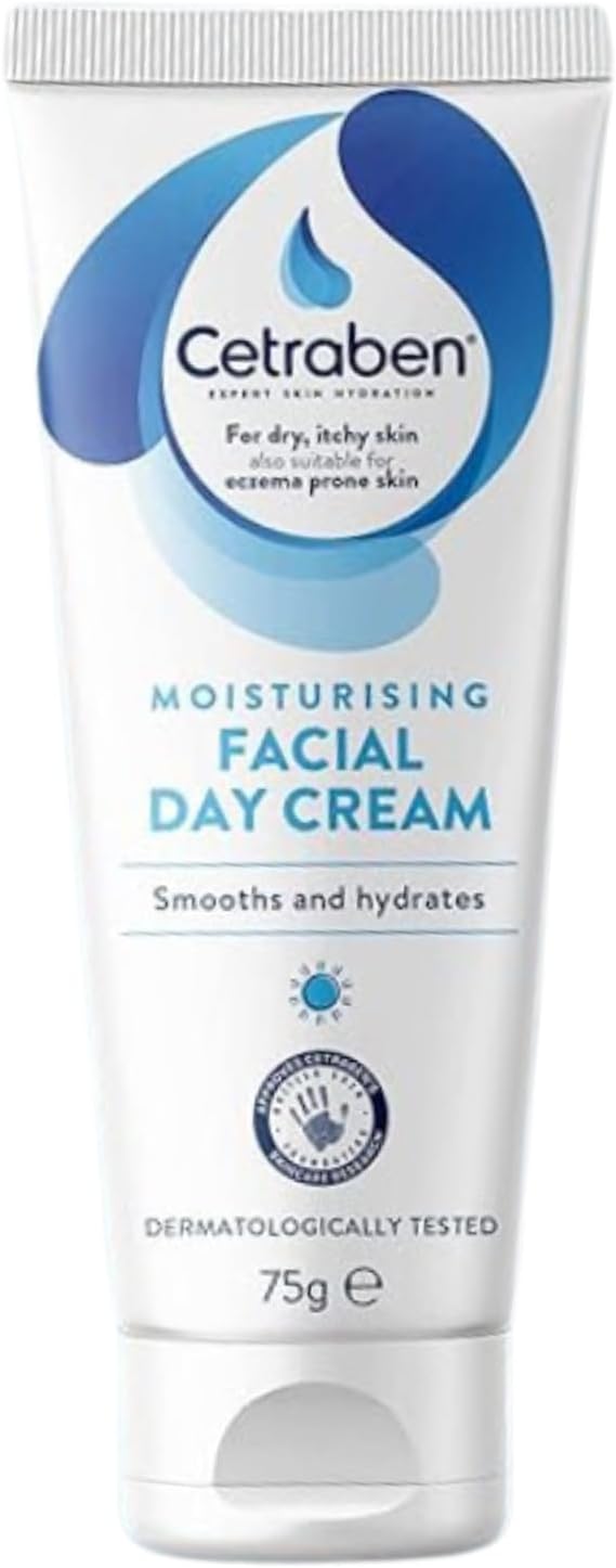 Cetraben Moisturising Facial Day Cream, For Dry, Sensitive & Eczema-Prone Skin, Soothes & Hydrates, Lightweight Formula, Suitable For Everyday Use, Dermatologically Tested, Face Cream, 1 X 75G