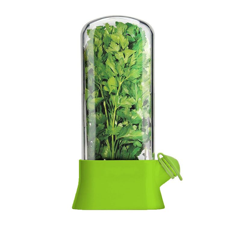 Fresh Herb Keeper With Built-In Peeler – Herb & Vegetable Storage Container For Fridge | Ideal For Parsley, Basil, Coriander, And Asparagus (Green,White)