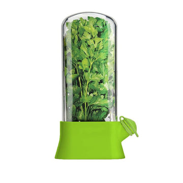 Fresh Herb Keeper With Built-In Peeler – Herb & Vegetable Storage Container For Fridge | Ideal For Parsley, Basil, Coriander, And Asparagus (Green,White)