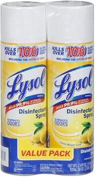 Lysol Disinfectant Spray, Sanitizing And Antibacterial Spray, For Disinfecting And Deodorizing, Lemon Breeze, 19 Fl Oz (Pack Of 2), Packaging May Vary