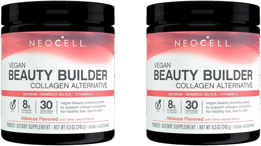 NeoCell Vegan Beauty Builder Collagen Alternative; Plant-Based Vegan Collagen-Booster Supports Collagen Production; Hibiscus avored; 8 g Powder/Serv; 30 Servs; 8.,* (Pack of 2)