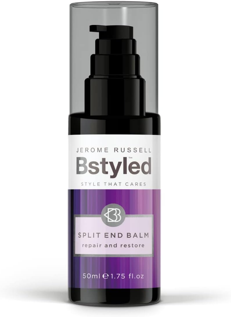 Jerome Russell Bstyled Split End Balm - Nourishing & Strengthening Conditioner Balm To Reduce Split Ends, Heat Protection Spray For Hair With Pomegranate & Turmeric, Vegan Hair Care, 50Ml