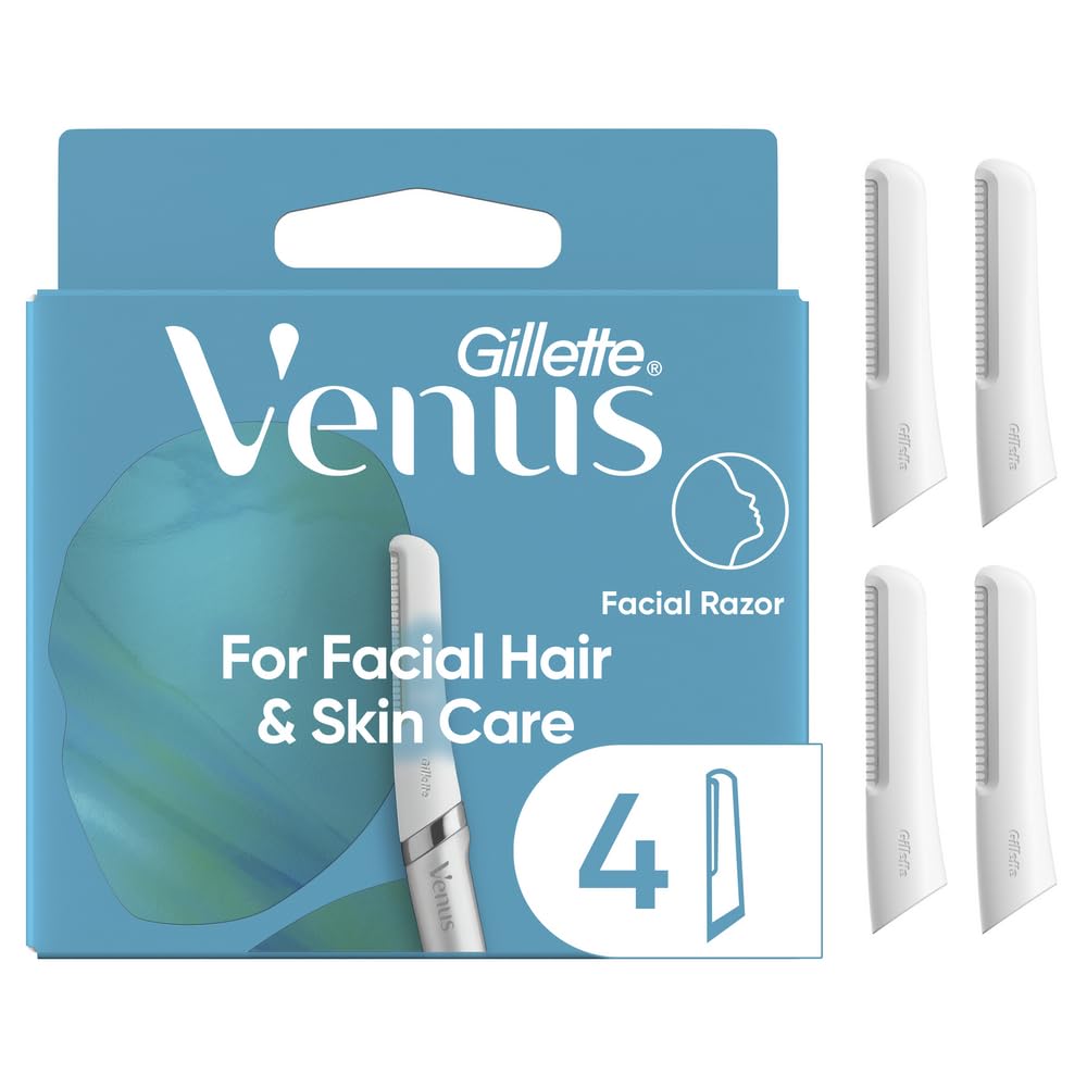Gillette Venus Facial Razor Refills, Dermaplaning Exfoliating Replacement Blades, 4-Count