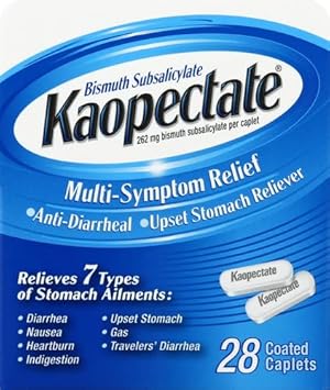 Kaopectate Multi-Symptom Anti-Diarrheal& Upset Stomach Reliever, 28 Caplets, White