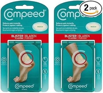 Compeed Medium Size Blister Plasters, 5 Hydrocolloid Plasters, Foot Treatment, Heal Fast, Dimensions: 4.2 Cm X 6.8 Cm (Pack Of 2)