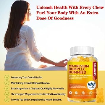 Edmmyliy Triple Magnesium Complex Gummies Supplement For Women & Men Sugar Free High Absorption Magnesium Glycinate, Taurate, Malate, Citrate Complex Supplement With Vitamin B6, B12 & D3 For Adult… : Health & Household
