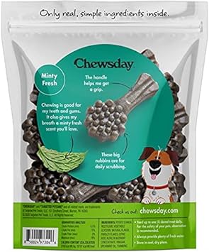 Medium Minty Fresh Daily Dental Dog Chews, Made in The USA, Natural Highly-Digestible Oral Health Treats for Healthy Gums and Teeth - 14 Count