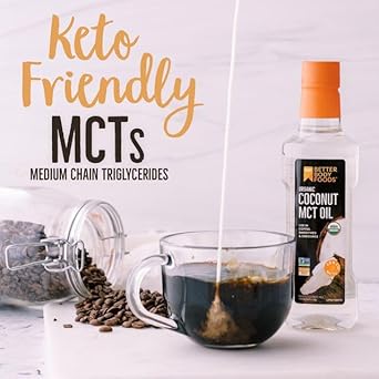 Betterbody Foods Organic Coconut Mct Oil - Energy Boosting- Keto-Friendly - C8 & C10 - Gluten Free - 16.9 Oz