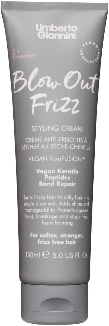 Umberto Giannini Blow Out Frizz Hair Styling Cream With Heat Protection 230°C - Vegan Keratin Bond Repair Formula 150Ml