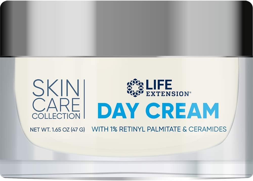 Life Extension Skin Care Collection Day Cream Bright, Young Looking Skin - Retinyl, Rice Bran Ceramides, Green Tea - Nutrients Support Collagen Production, Thickness & Firmness - Net Wt. 1.65 (47 g)