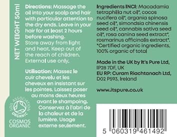 It’S Pure Macadamia & Argan Hair Oil 50Ml | 100% Organic, Natural & Cruelty-Free
