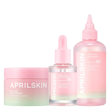 APRILSKIN Pink Aloe Facial Polish Cleanser with Vita Toner and Mucin Serum