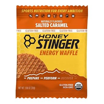 Honey Stinger Organic Gluten Free Salted Caramel Waffle | Energy Stroopwafel For Exercise, Endurance And Performance | Sports Nutrition For Home & Gym, Pre & Post Workout | Box Of 16 Waffles, 16.96 Oz