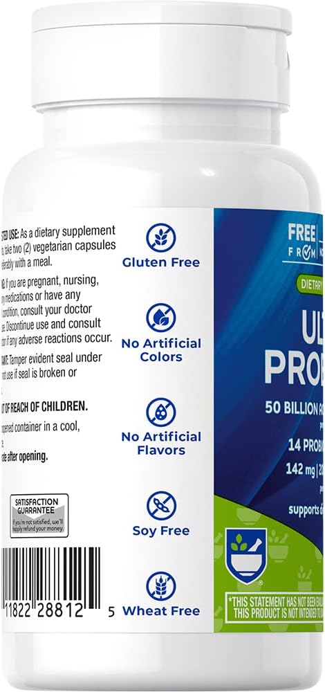 Rite Aid Ultra Probiotic 50 Billion CFU, 60 Capsules, 14 Probiotic Strains, Restoring Good Bacteria, Colon Health, Daily Colon Health Probiotic, Mens & Womens Probiotic : Health & Household
