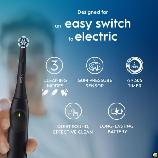 Oral-B Pro 3 Electric Toothbrushes Adults, 1 Toothbrush Head & Travel Case, 3 Modes With Teeth Whitening, 2 Pin Uk Plug, Black