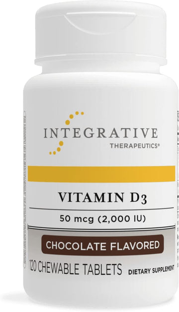 Integrative Therapeutics Vitamin D3 50 Mcg (2,000 Iu) - Immune System And Bone Health Support Supplement* - Gluten Free - Dairy Free - Chocolate Flavored - 120 Chewable Tablets