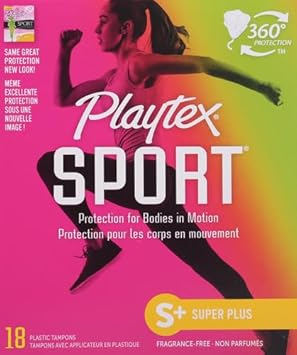 Playtex Sport Tampons, Super Plus Absorbency, Fragrance-Free - 36Ct (2 Packs Of 18Ct)