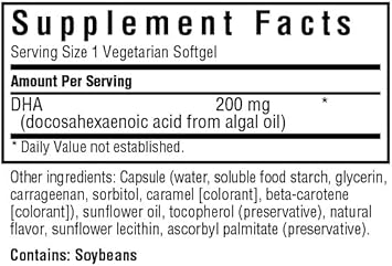 Bluebonnet Natural Omega-3 Vegetarian Dha Vegetarian Softgels, 200 Mg, 60 Count ('743715009097) : Health & Household