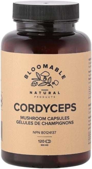 Cordyceps Mushroom Capsules By Bloomable I Energy And Endurance (120 Capsules)