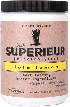 Superieur Electrolytes – Plant Based Electrolyte Supplement W/Sea Minerals For Hydration & Recovery – Keto Friendly, Non-Gmo, Zero Sugar, Vegan Healthy Sports Drink Powder – Lola Lemon (70 Servings)