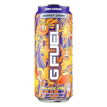 G Fuel Orange Vibe Energy Drink, Sugar Free, Healthy Drinks, Zero Calorie, 300 Mg Caffeine Per Carbonated Can, Orange Creamsicle Flavor, Focus Amino, Vitamin + Antioxidants Blend - 12 Pack