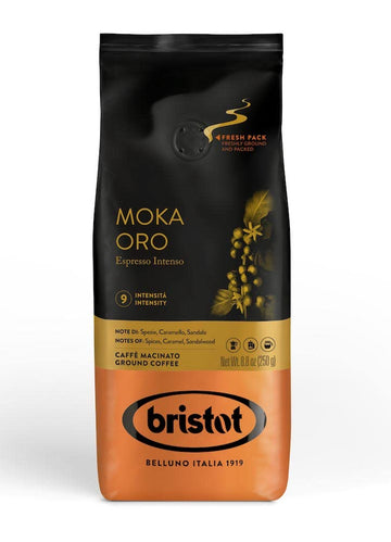 Bristot Moka Oro Ground Coffee | Italian Ground Espresso | Medium Roast | 32 Bags