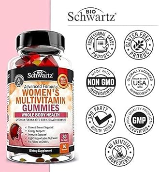 Women's Multivitamin Gummies with A C B6 B12 D & E Vitamins for Immune Support - Gummy Multivitamins for Bone Breast Skin Joint & Energy Health - Multivitamin for Women - Mixed Berry Flavor, 60 Count : Health & Household