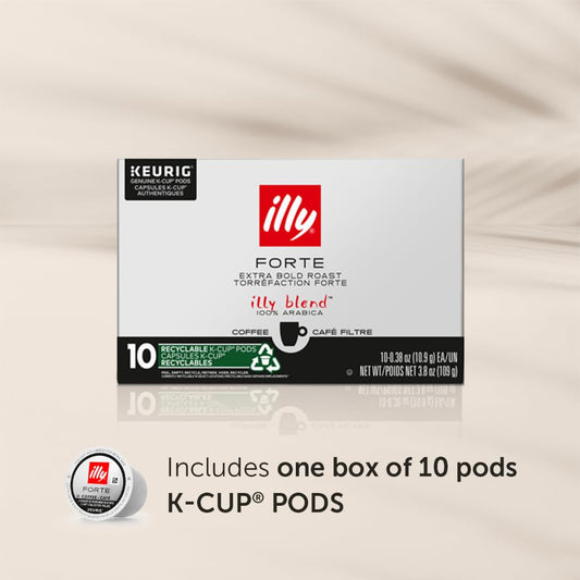 Illy Coffee K Cups - Coffee Pods For Keurig Coffee Maker – Forte Dark Roast – Toasted Bread & Dark Chocolate - Rich, Flavorful & Strong Flavor Pods of Coffee - No Preservatives – 10 Count