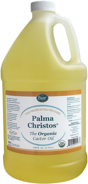 Baar Palma Christos Castor Oil, Organic, 100% Pure, Cold-Pressed, Hexane-Free Products. Helps With Conditions For Hair Growth For Eyebrows, Hair, And Eyelashes. Natural Hair Treatment Oil 2 Oz
