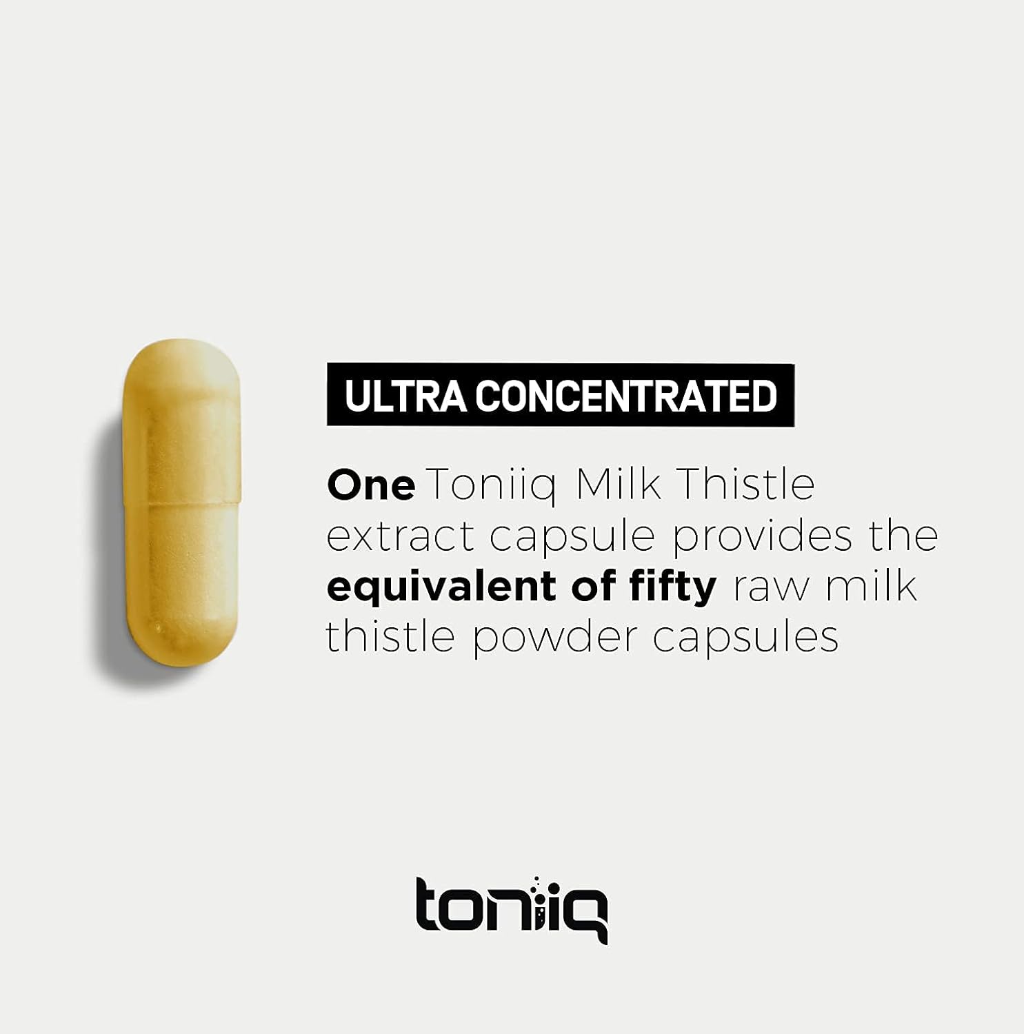 Toniiq Ultra High Strength Milk Thistle Capsules - 25,000mg 50x Concentrated Extract - 80% Silymarin - Highly Purified and Bioavailable Liver Support Supplement : Health & Household