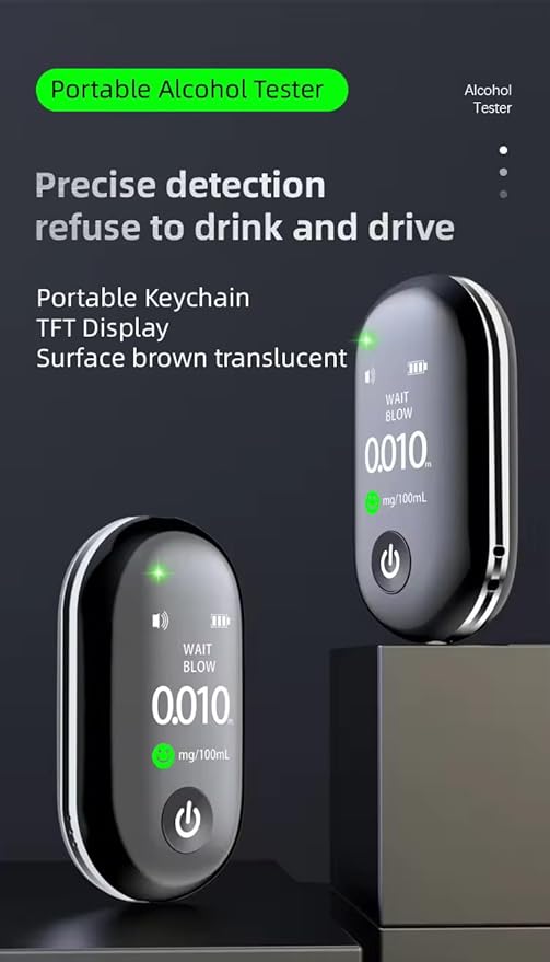 Alcohol tester-Breath Guard Buddy Portable No-Contact Breathalyzer Keychain - Fast, Accurate BAC Alcohol Tester with USB-C Charging