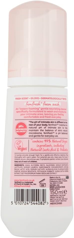Femfresh Moisturisation & Comfort Daily Intimate Foam Wash – Gentle Feminine Hygiene Shower Foam With Shea Butter & Oat Milk Extracts – Ph Balanced, Soap Free – 150Ml (Pack Of 2)