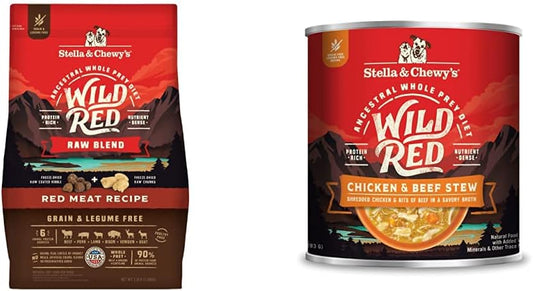 Stella & Chewy's Wild Red Raw Blend Kibble Dry Dog Food Grain Free Red Meat Recipe, 3.5lb Bag + Wild Red Chicken & Beef Stew Wet Dog Food, 10oz Cans (Pack of 6): Pet Supplies: Amazon.com