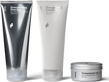 Sons Hair Strengthening Treatment Plan. Hair Growth Shampoo & Conditioner Plus Hair Styling Clay. Dht-Blocker, Hair Thickening And Anti-Dandruff With Caffeine. 3 Month Supply. Made In Europe