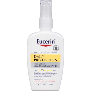 Eucerin Daily Protection Face Lotion, Broad Spectrum Spf 30 Sunscreen Lotion, Face Sunscreen Moisturizes And Helps Protect Sensitive, Dry Skin, Fragrance Free Lotion, 4 Fl Oz, Packaging May Vary