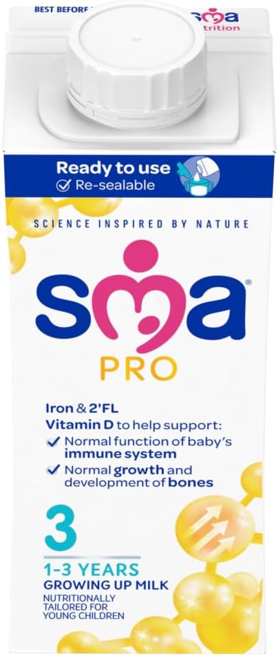 Sma Pro Growing-Up Baby Milk - 1-3 Years | Ready To Use Liquid Formula Milk 200 Ml (Pack Of 12)