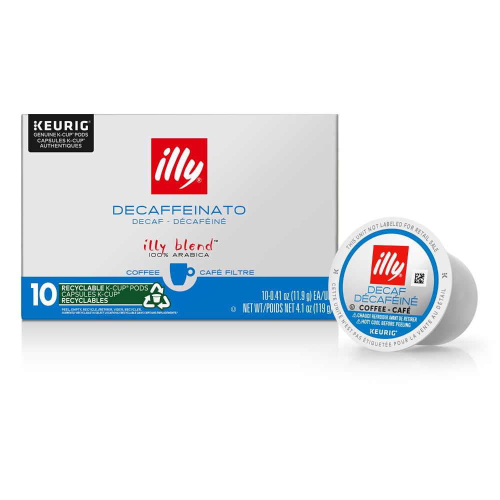 Illy Coffee K Cups - Coffee Pods For Keurig Coffee Maker – Classico Decaf Roast – Notes of Caramel - Mild, Flavorful & Balanced Flavor Pods of Coffee - No Preservatives – 10 Count