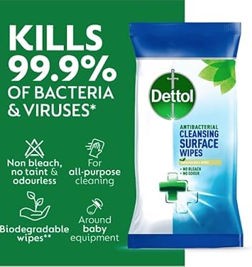 Dettol Anti-Bacterial Biodegradable Large Surface Wipes 110Ea