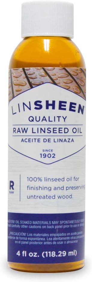 Raw Linseed Oil – Flaxseed Wood Treatment Conditioner to Rejuvenate, Restore and Condition Wood Patio Furniture, Decks to Kitchen Cutting Boards, 4 oz Bottle